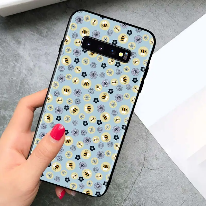 

Bee Art Cute for Samsung Galaxy S21 Ultra Plus Note 20 10 9 8 S10 S9 S8 S7 S6 Edge Plus Black Phone Case
