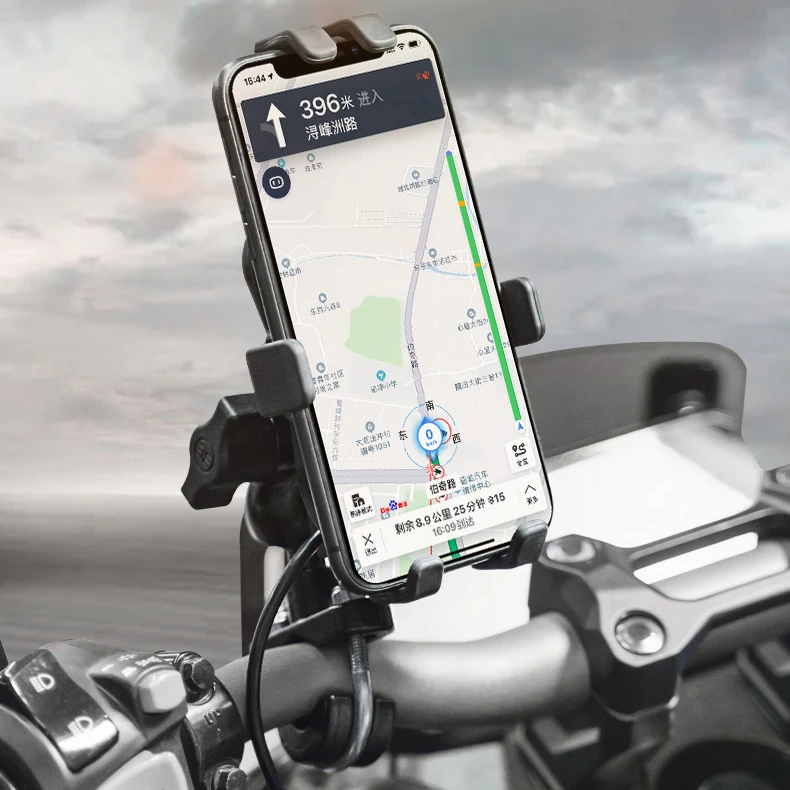 chargable aluminum alloy motorcycle phone holder rearview mirror phone holder soporte celular moto bike phone stand support free global shipping