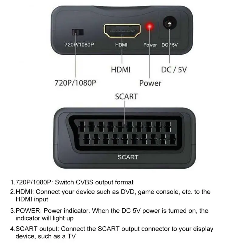 

Original 1080P Scart To HDMI-compatible Video Audio Upscale Converter AV Signal Adapter for HDTV Sky Box STB for TV DVD Receiver