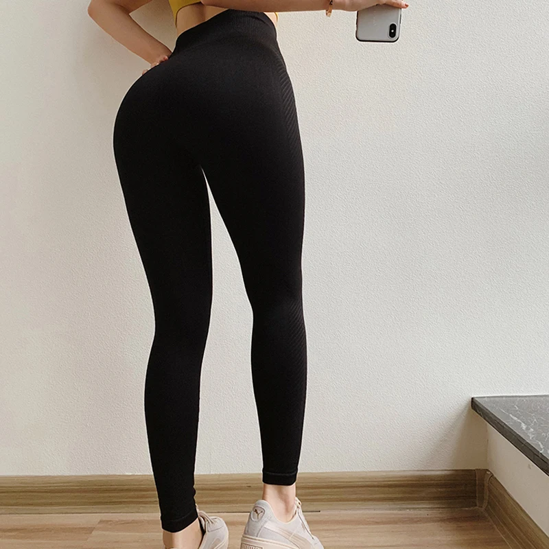 Женские брюки с высокой талией облегающие эффектом живота бесшовные спортивные