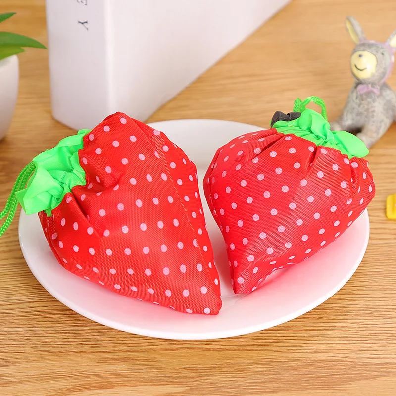 

Portable Large Supermarket Strawberry Shopping Bag Foldable One-Shoulder Eco-Friendly Bag Cute Girl Bag Fashion Storage Handbag