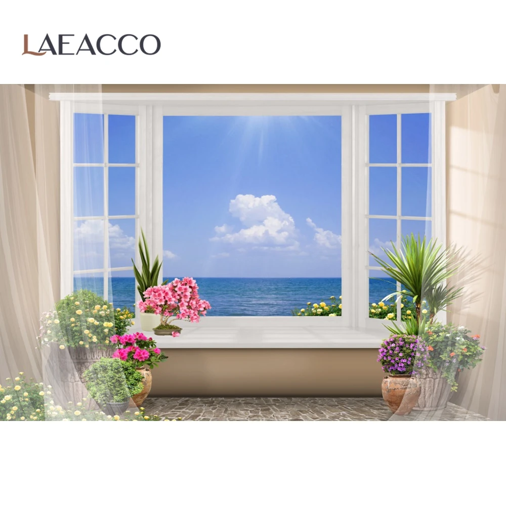 Laeacco весенние цветы окно зеленое дерево фотографии фоны сельская природа