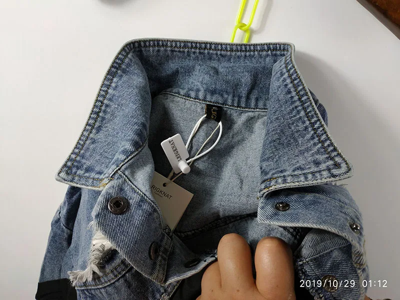 4XL Осенняя Новая модная длинная джинсовая куртка-ветровка с дырками