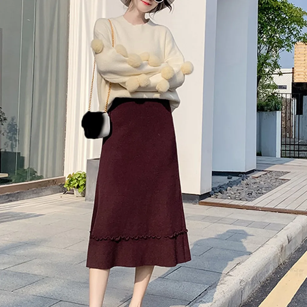 Faldas mujer moda юбки женские элегантные свободные однотонные зимние юбки для отдыха Длинные женские юбки jupe femme saia midi