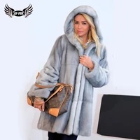 fashion new women real mink fur coat with hood wholeskin genuine mink fur coat long natural fur coats woman trendy overcoats