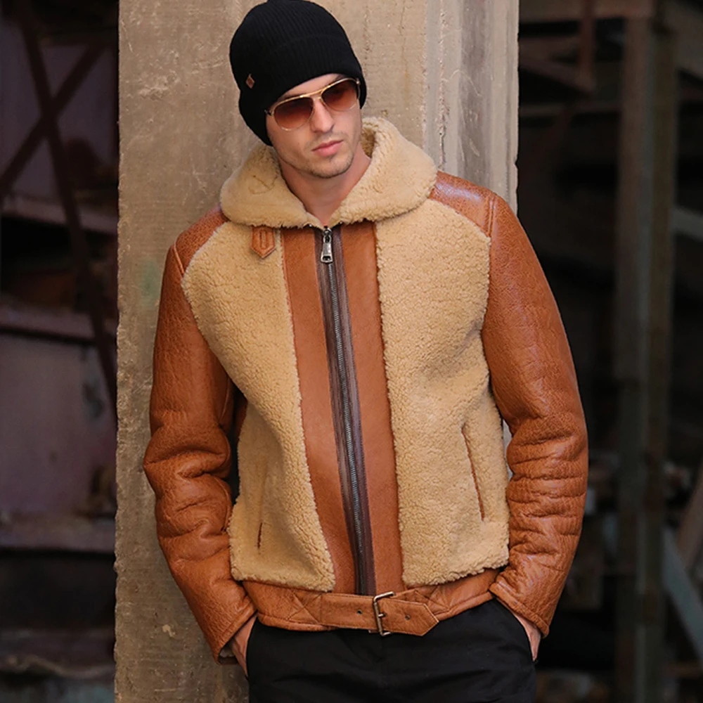 

Fur SANI Sheepskin Shearling Short Brown Fur Jacket Real Natural Shearling Fur Genuine Leather Winter Warm Fur Overcoat