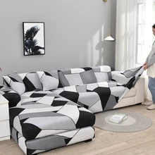 Elastic Sofa Cover for Living Room 1/2/3/4 Seater Geometric L-Shaped Corner Sofa Cover Stretch Armchair Couch Sofa Slipcovers