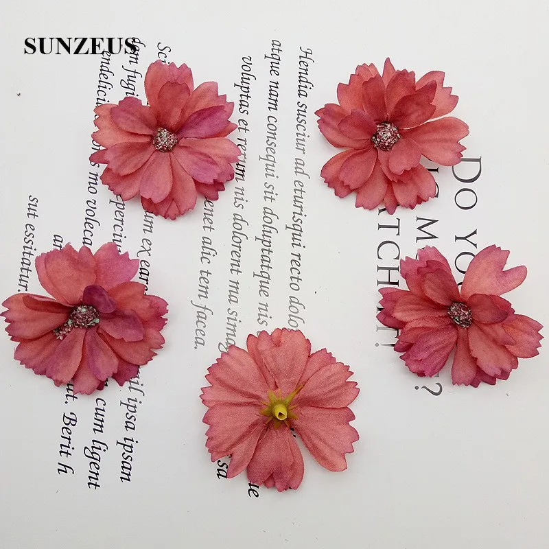 picture color 2 4,5 см DIY Искусственные цветы полиэстер Свадебные украшения из лепестков ручной работы Цветы для вечерние аксессуары для невесты 10 шт/1 лот SJ003 - Цвет: picture color 2