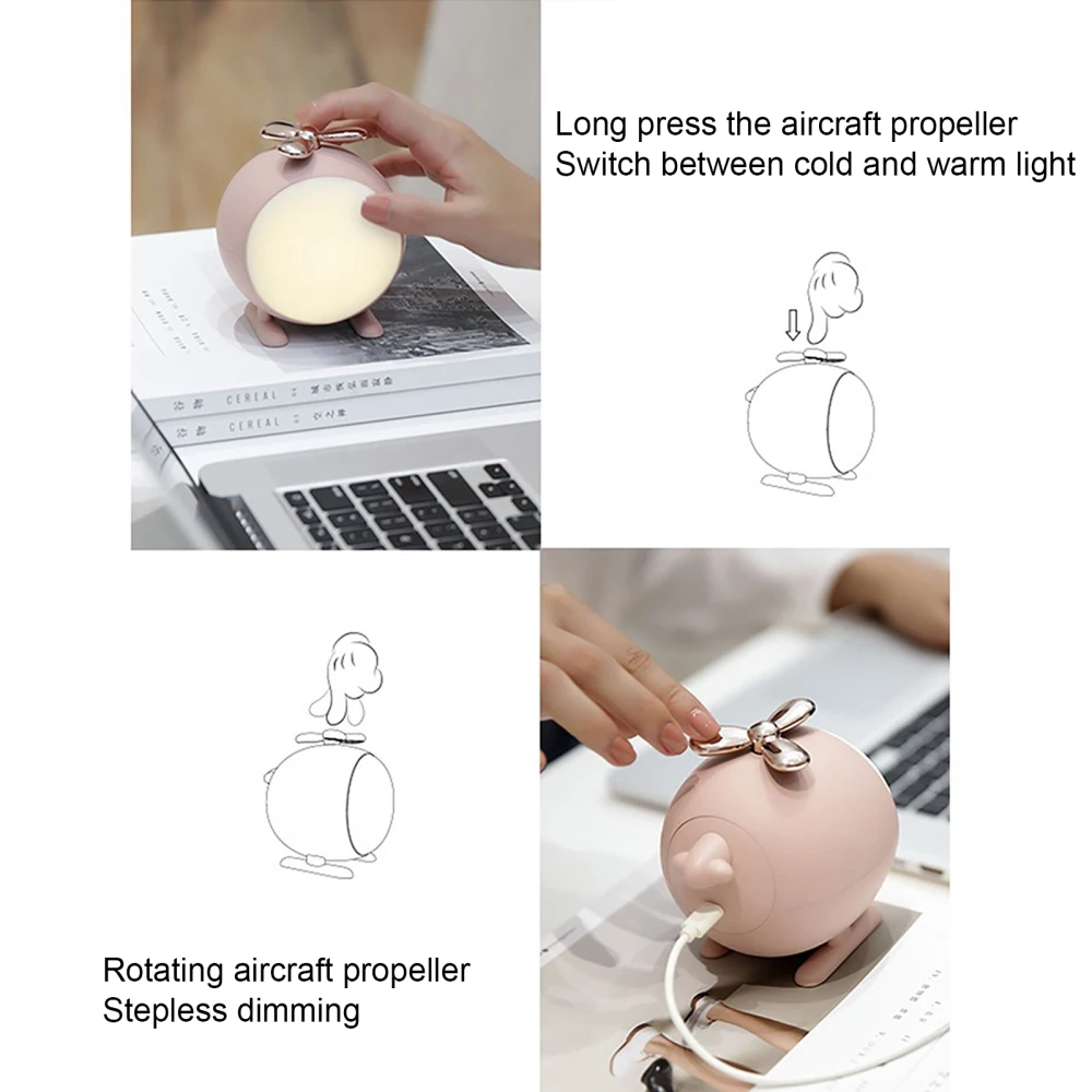 Настольная лампа для вертолета ночник со светодиодным винтом приглушаемый