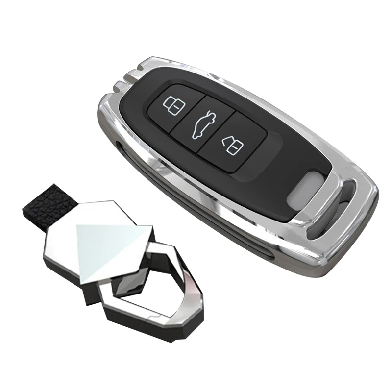 

Zinc Alloy Metal Car Key Case Cover Keychain Fit For Audi A1 A3 A4 A5 Q7 A6 C5 C6 Holder Shell Remote Fob Bag Car Accessories