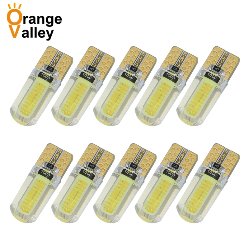 10 шт. водонепроницаемые Автомобильные светодиодные лампы T10 W5W COB|Сигнальная