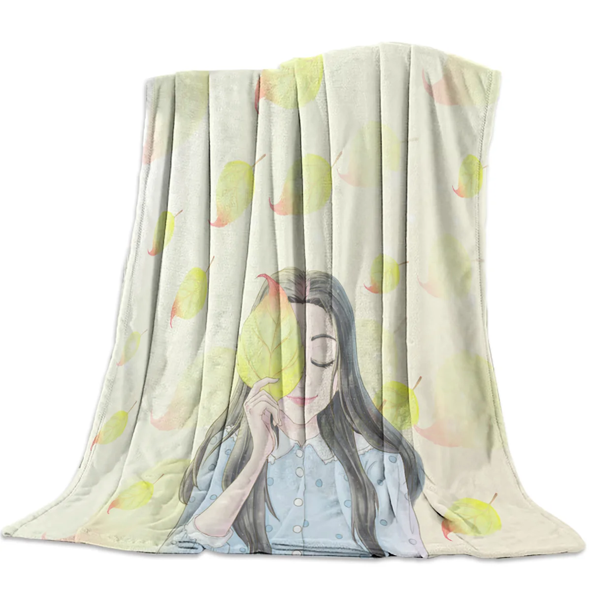 Детский плед с изображением листьев и девочек теплыми одеялами | Дом сад