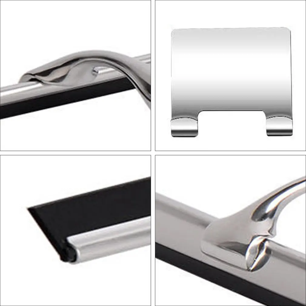 

Shower Squeegee Stainless Steel Window Squeegee Shower Cleaner with Self Adhesive Hook and Replaceable Wiper Blades