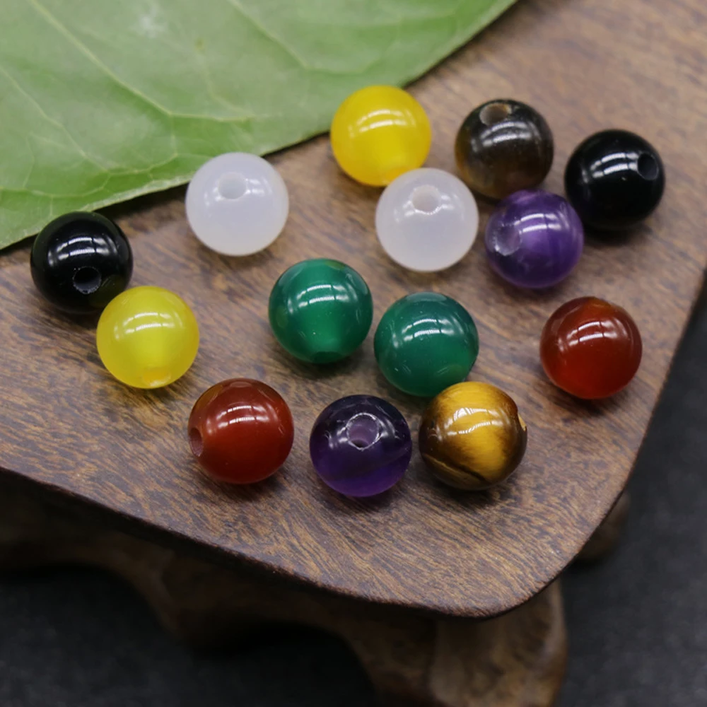 

10pcs Natural Agates Tiger Eye Blue Sand Stone Loose Spacer Beads Lot for Bracelet Jewelry Making DIY Crafts Size 8mm Hole 2mm