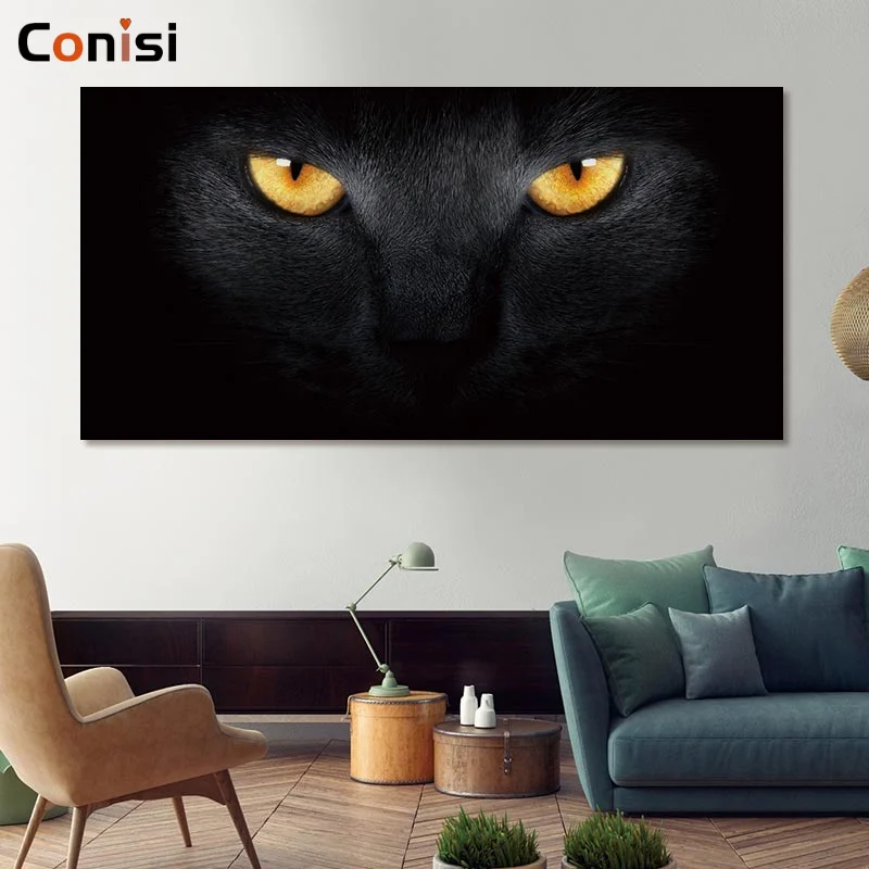 Conisi Черная пантера Слоны Картина на холсте современный черный простой плакат с