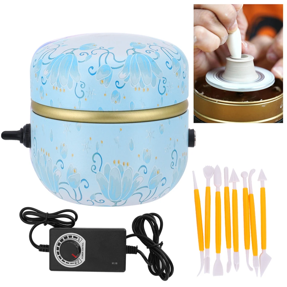 

12V Mini Box Electric Pottery Wheel DIY Ceramic Machine Turntable Fingertip Mini Pottery Wheel Clay Pottery Making Tool Art