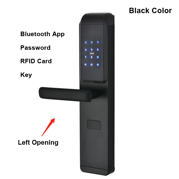 Black-Left Безопасность Смарт биометрический отпечаток пальца цифровой код RFID карты электронный дверной замок с Bluetooth App WiFi для дома - Цвет: Black-Left