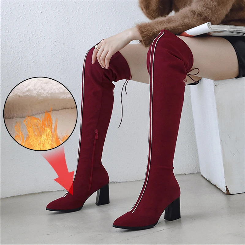 2020 г. Новая обувь размера плюс 34 48 женские ботинки черные ботфорты пикантные