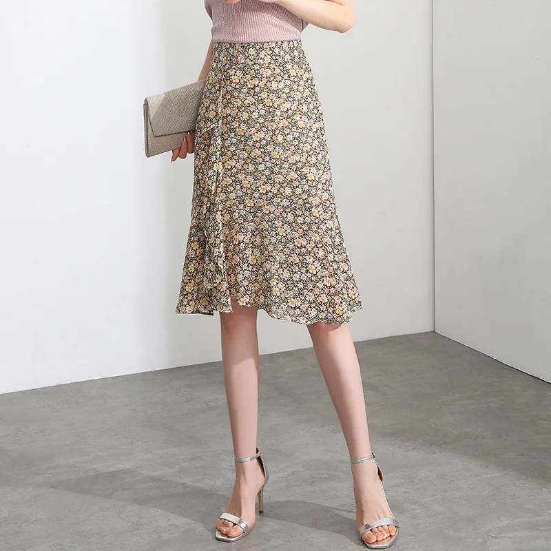 

Женская плиссированная юбка-пачка для тенниса, Пляжная кавайная юбка Jupe Punk, короткая серая желтая шифоновая юбка с цветочным принтом, высокая талия, готическая Сексуальная мини-юбка на лето