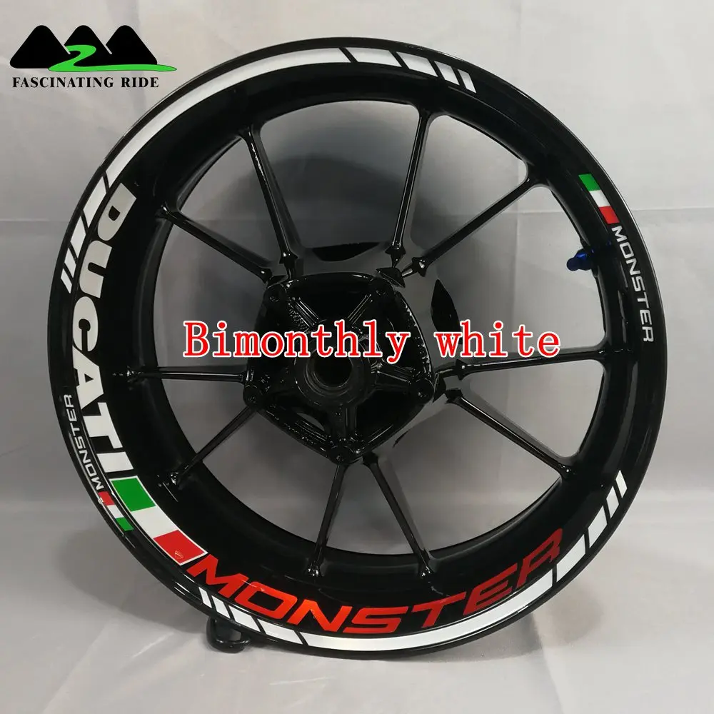 Bimonthly white Применимый для поездок на мотоцикле Ducati 796/696/795/821/848/899/899/1200/1199/1299 Monster в байкерском стиле из водонепроницаемого материала светоотражающего стикера - Цвет: Bimonthly white