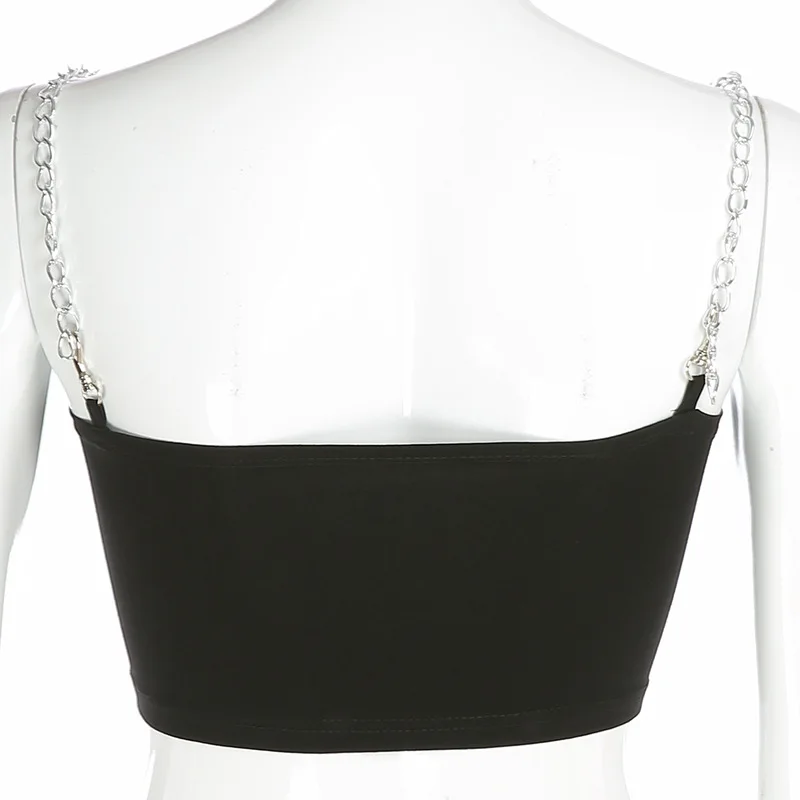 

2021 Tank Tops Sexy Street Slim Black Letters Chain Tube Top Print Contrast Color Halter Sleeveless Vest Camisole Streetwear