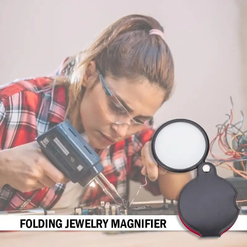 Mini Pocket 8X HD Magnifier with PVC Leather Bags Folding Jewelry Magnifying Tools Eye Glass Loupe Lens | Инструменты