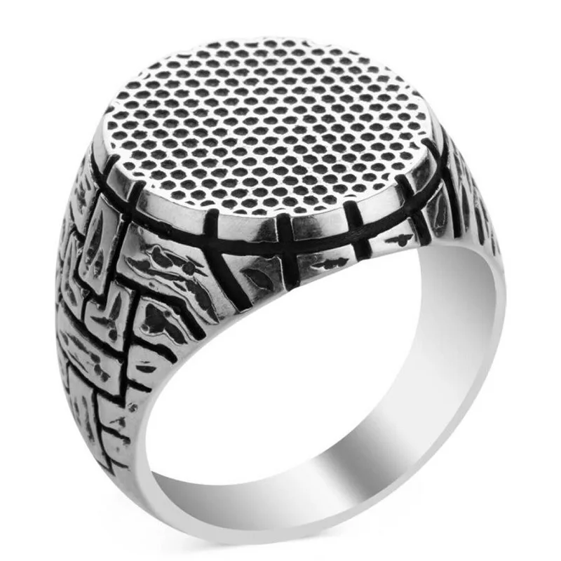 

Fashion Ancient Silver Color Geometric Pattern Finger Rings for Men Statement Wedding Vintage Pattern Stainless Steel Rings