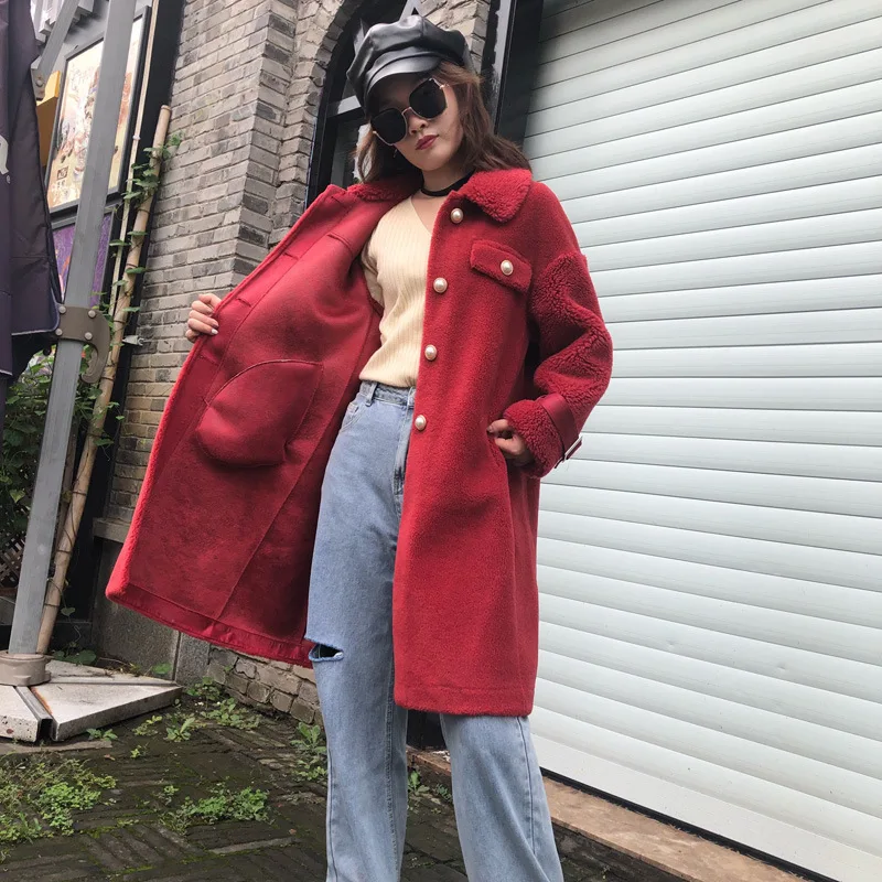 2019 осеннее и зимнее Новое меховое женское бархатное пальто Женское из овечьей