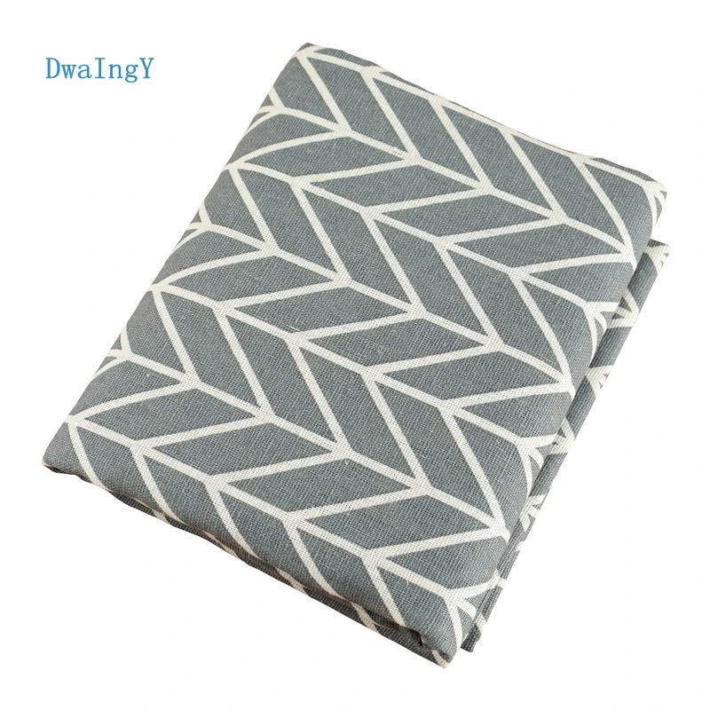 DwaIngY серая Геометрическая узорная печатная хлопковая льняная ткань для