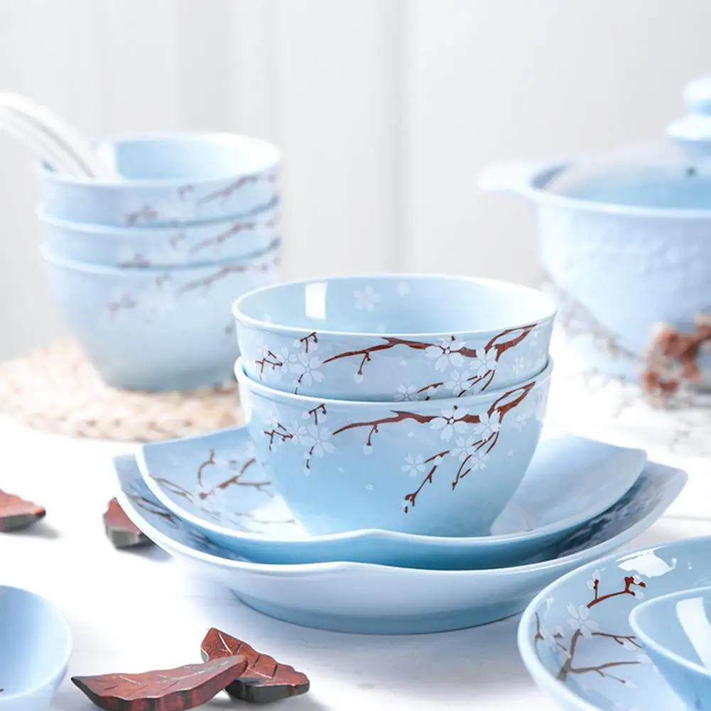 40 шт./компл. керамическая миска тарелка обеденная ложка для риса салат лапша