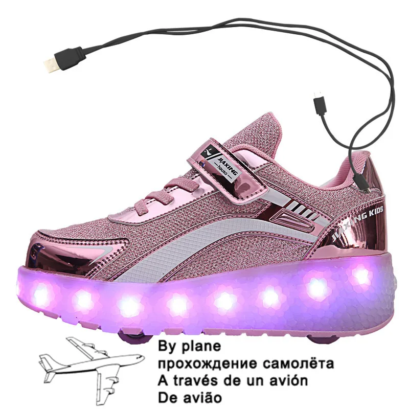 

Roller Sneakers for Kids Boys Size 29-40 LED Light Up Shoes with Double Wheels USB Charging Skate Shoes for Children Boys Girls
