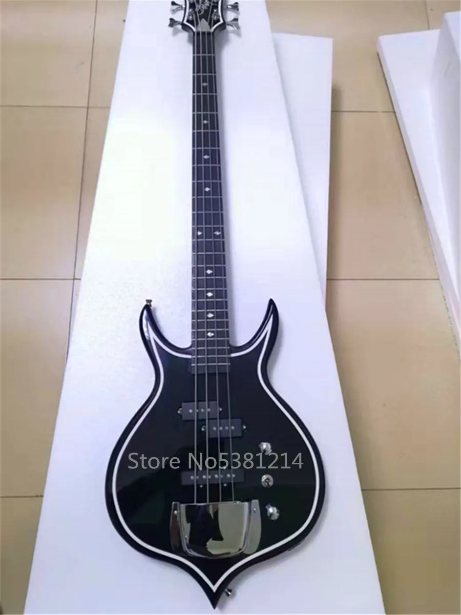 Бесплатная доставка электрическая бас гитара черный корпус
