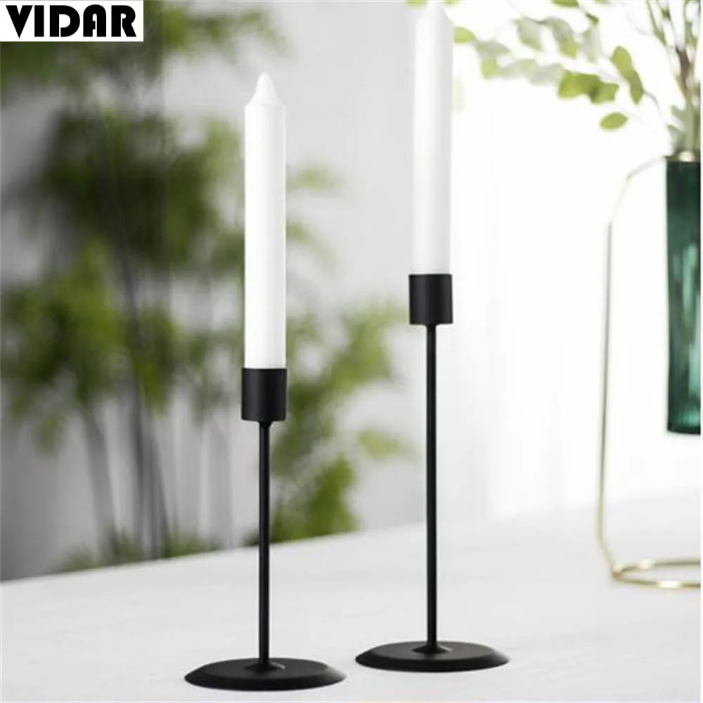 Современный Железный матовый черный Золотой подсвечник Vidar свадебный