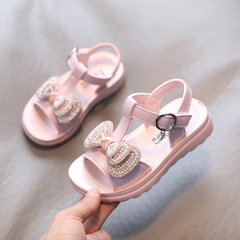 

Velcro Soft-soled Sandals Girls 2021 Summer New Children's Shoes Bow Baby Princess Shoes Beach Shoes Kids Shoes for Girl Sandals