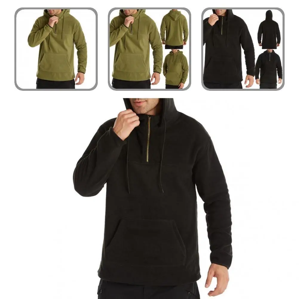 

Hoodie Solid Color Autumn Winter Stand Collar Windproof Zipper Hoodie Sweatshirt for Vacation