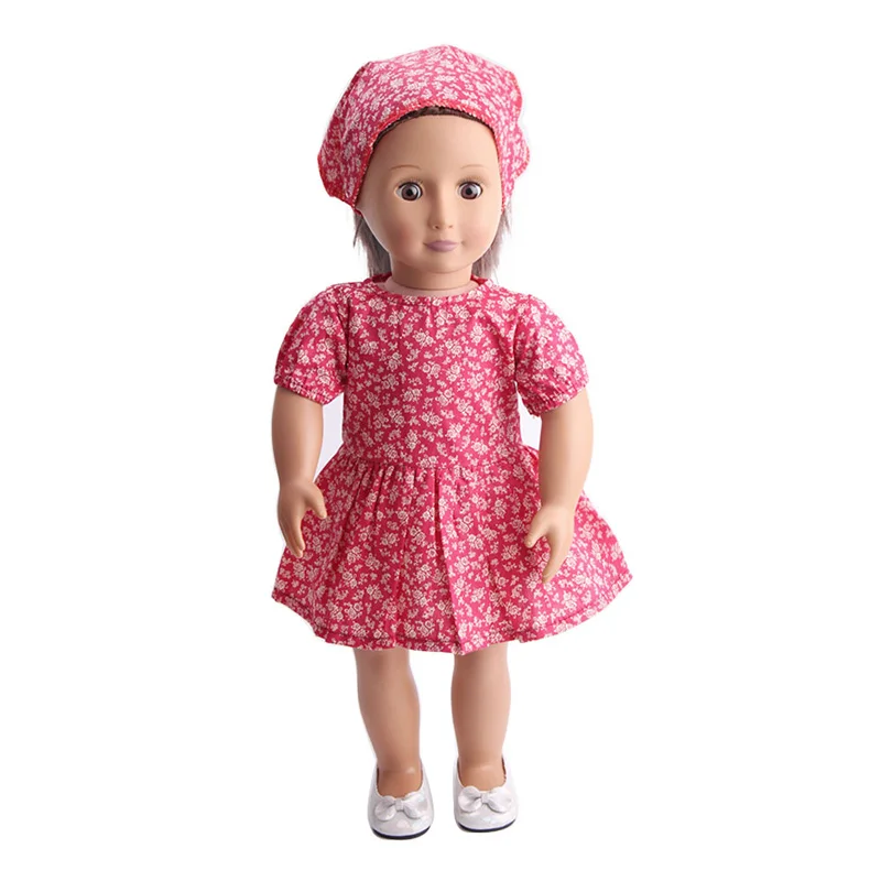 18 Inch American Doll Girls Clothes Lovely Red Print Dress + Scarf Suit Newborn Baby Toys Accessories Fit 40-43 Cm Boy c33 | Игрушки и