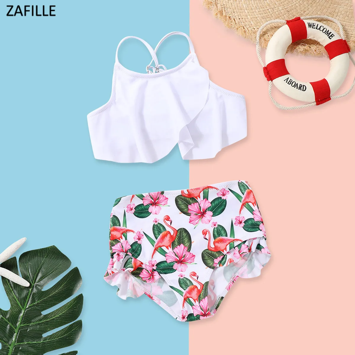 ZAFILLE/Летний одинаковый купальник для всей семьи бикини мамы и дочки с цветочным