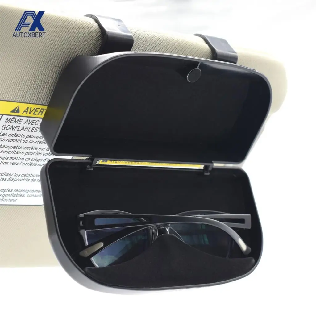 

Magnetic Car Visor Glass Case Card Ticket Organizer Box Sunshade Auto Accessories Clip Mount Storage Holder Interior Decor Women