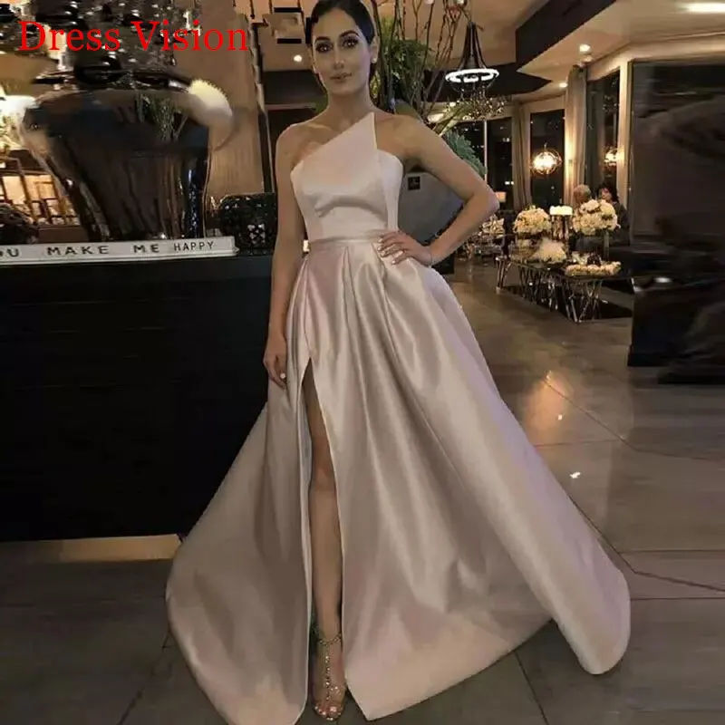 

New Arrival Robe De Soiree Prom Evening Dress Luxury Frock Split Satin Lace-Up Party Gowns Vestido De Festa De Casamento