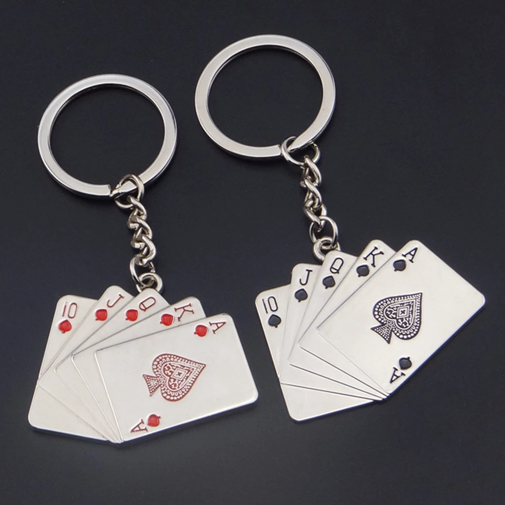 

1 Pcs New Fashion Stainless Steel Playing Cards Keychain Charms Car Keyring Men's Versatile Key Chains Gift Jewelry Accessories