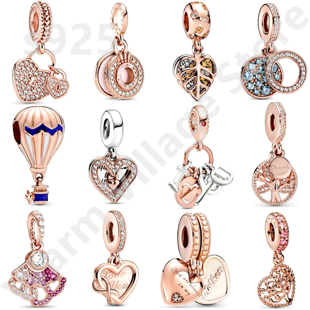 

2021 venda quente prata esterlina s925 série ouro rosa contas de charme adequadas para senhoras pulseira pandora original joias