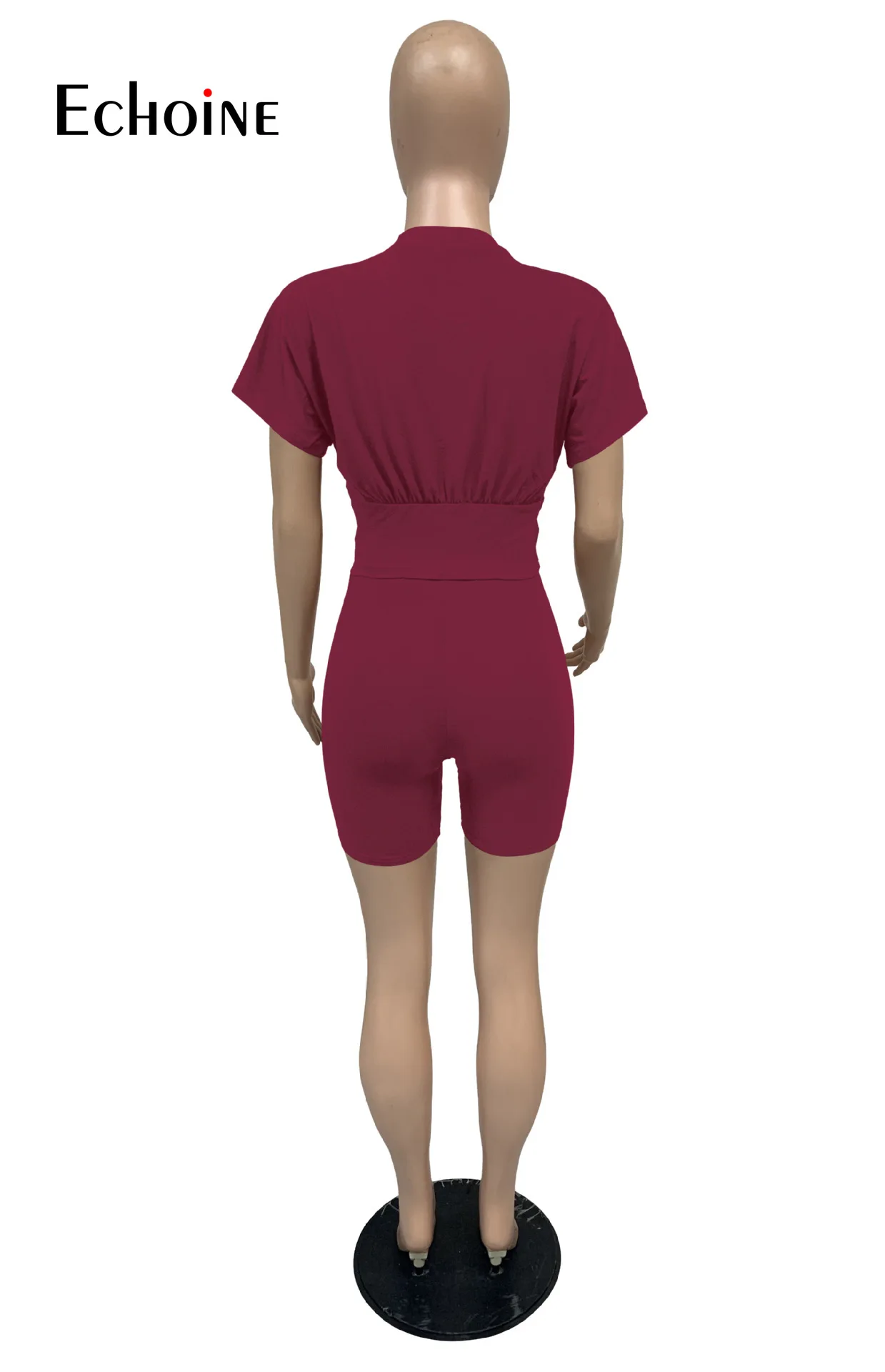 

Echoine Womens Summer Casual Two Piece Set Outfit Short Sleeve Slim Corset T-Shirt and High Waist Shorts Sportswear Tracksuit