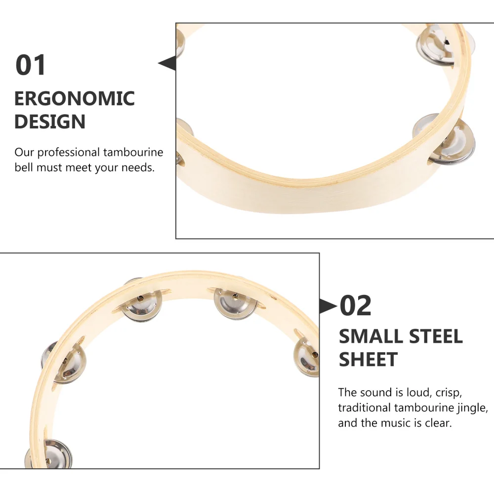 

4Pcs Kids Playing Tambourine Circular Hand Held Percussion Drum for Stage