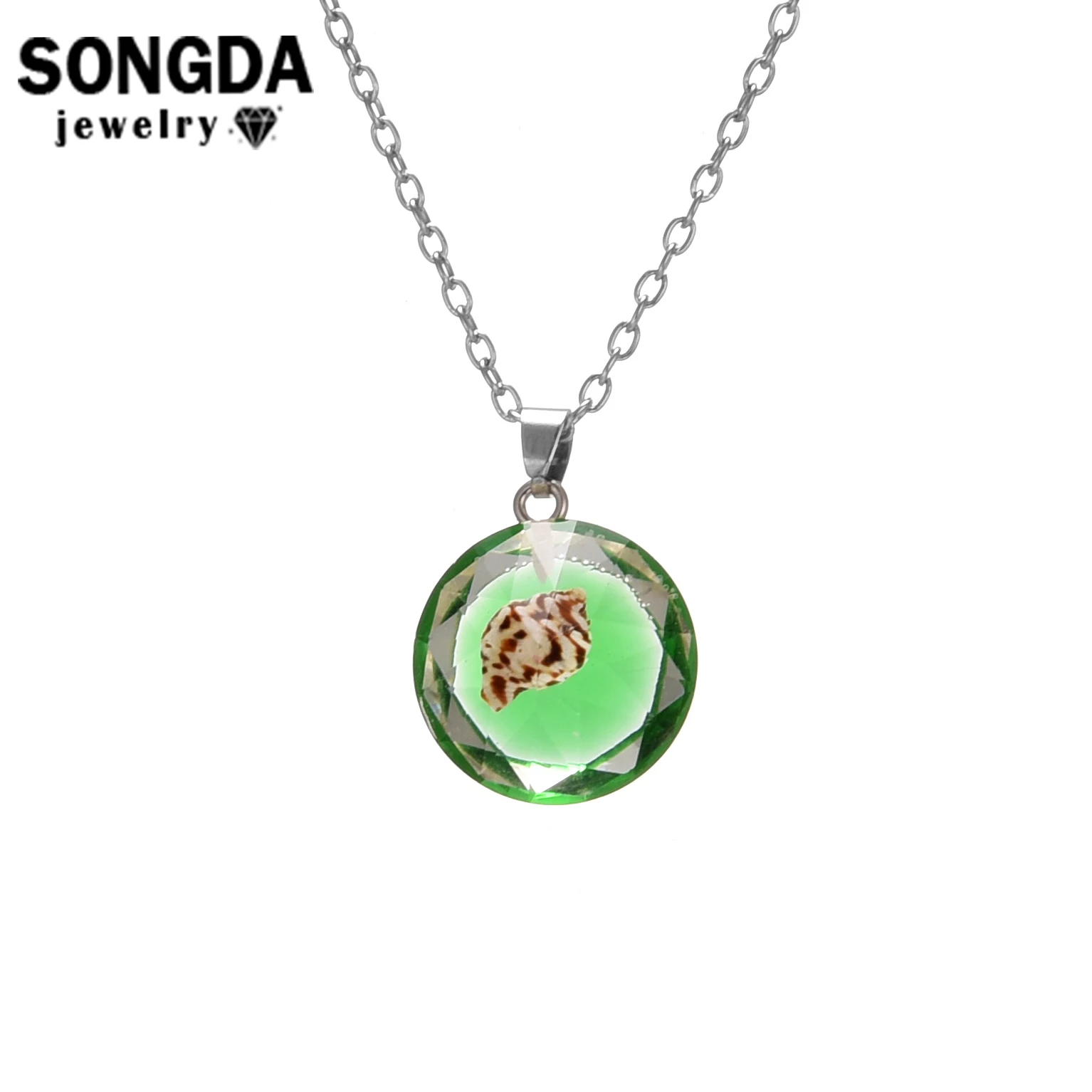 SONGDA ожерелье из тонкой ракушки прозрачный кабошон купол стеклянный дизайн