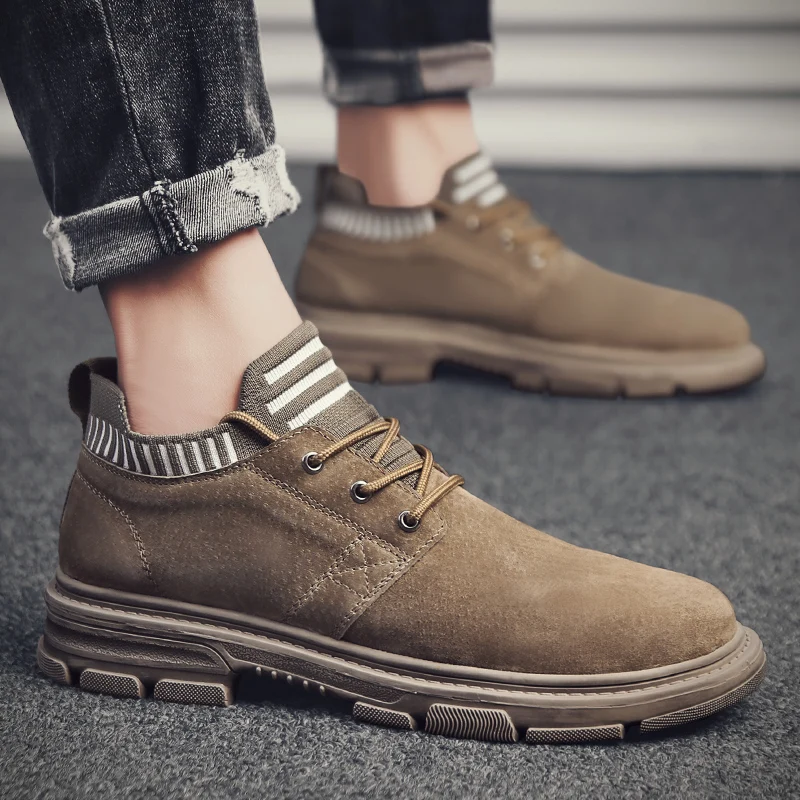 

Spring Casual Shoes Mens Shoes Casual Luxury Boots Men Leather Shoe Man Loafers Low Black For Fashion Men's Male Causal