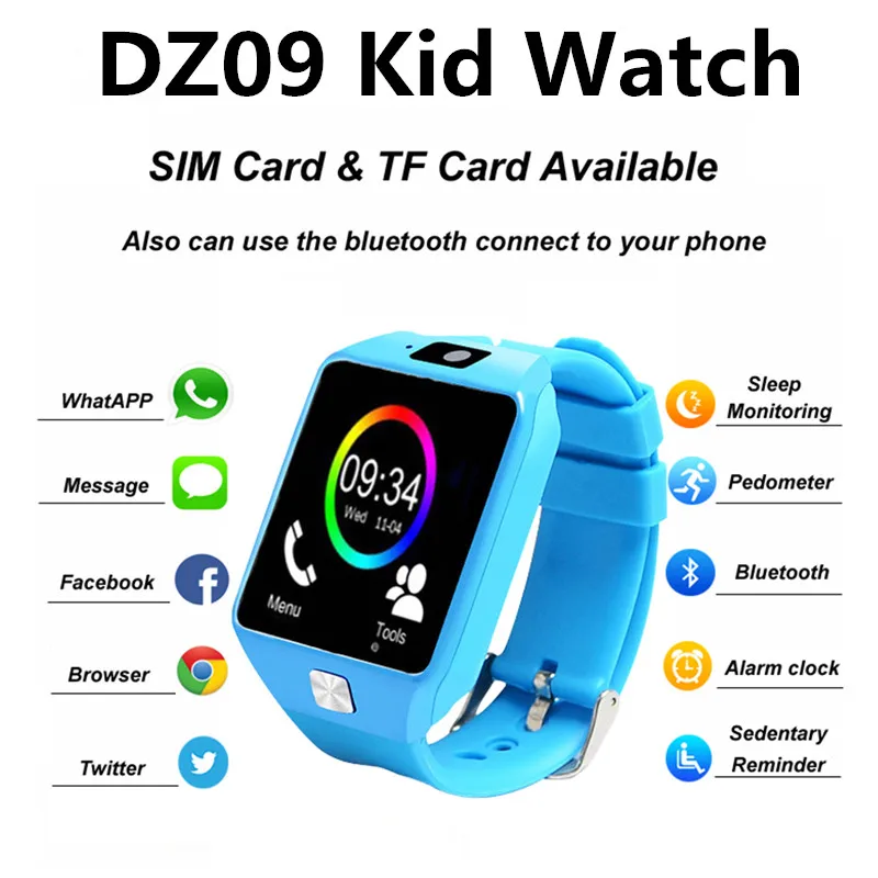

DZ09 Children's Smart Watch SOS LBS Phone Watch Smartwatch 2020 Dail Call Sim Card Photo Kids Gift For IOS Android PK Q12