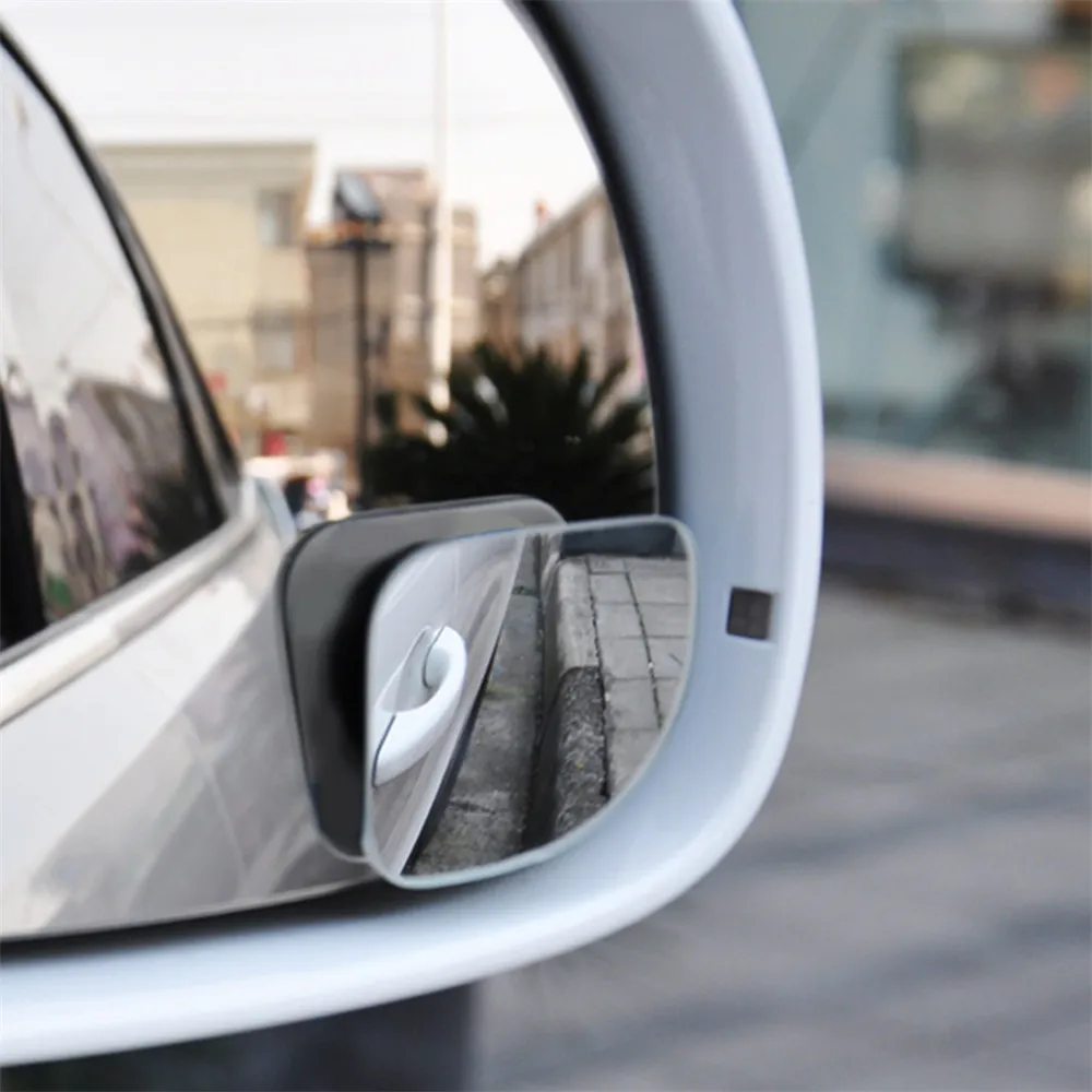 

2Pcs 360 Degree Rotary Push Car Rear View Mirror Small Mirror Large Vision Reverse Assist Blind Spot Mirror Car Accessories