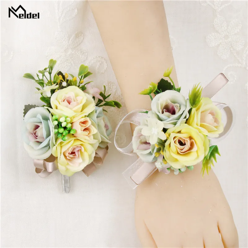 Свадебная бутоньерка Meldel браслет для подружек невесты на запястье девушек