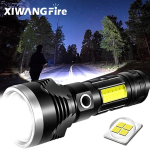 2021 new super powerful led flashlight xhp50 tactical torch usb rechargeable built in battery lamp ultra bright lantern camping free global shipping