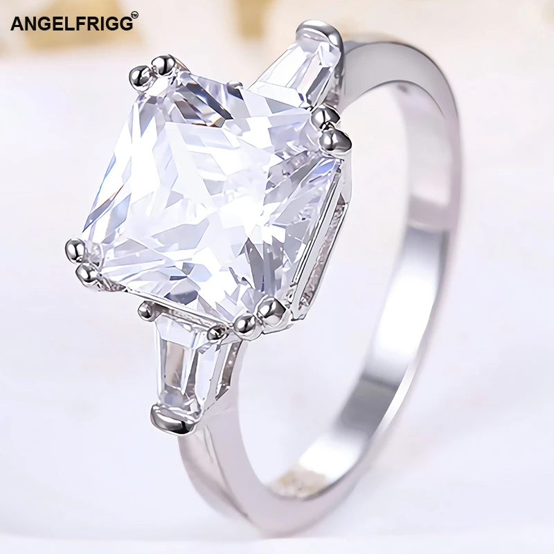 Женское кольцо ANGELFRIGG из стерлингового серебра 925 пробы с прозрачным фианитом AAA